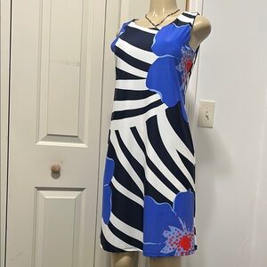 Jude Connally Navy and White Striped Dress